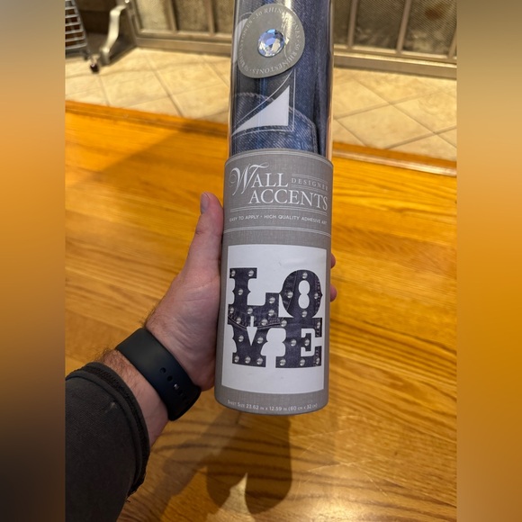 NWT Designer Wall Accents 23.62x12.59in Denim Love with 50 Rhinestone Wall Decal - Picture 3 of 4